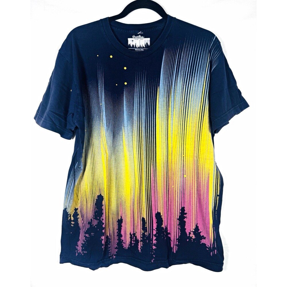 Threadless Men's L Blue Cotton Crew Neck Short Sleeve Electric Sky Graphic Tee